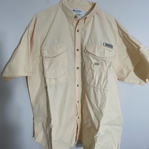 Columbia Shirt Mens Size 2XL PFG Performance Fishing Gear, Soft Yellow, Vented - Picture 2 of 12